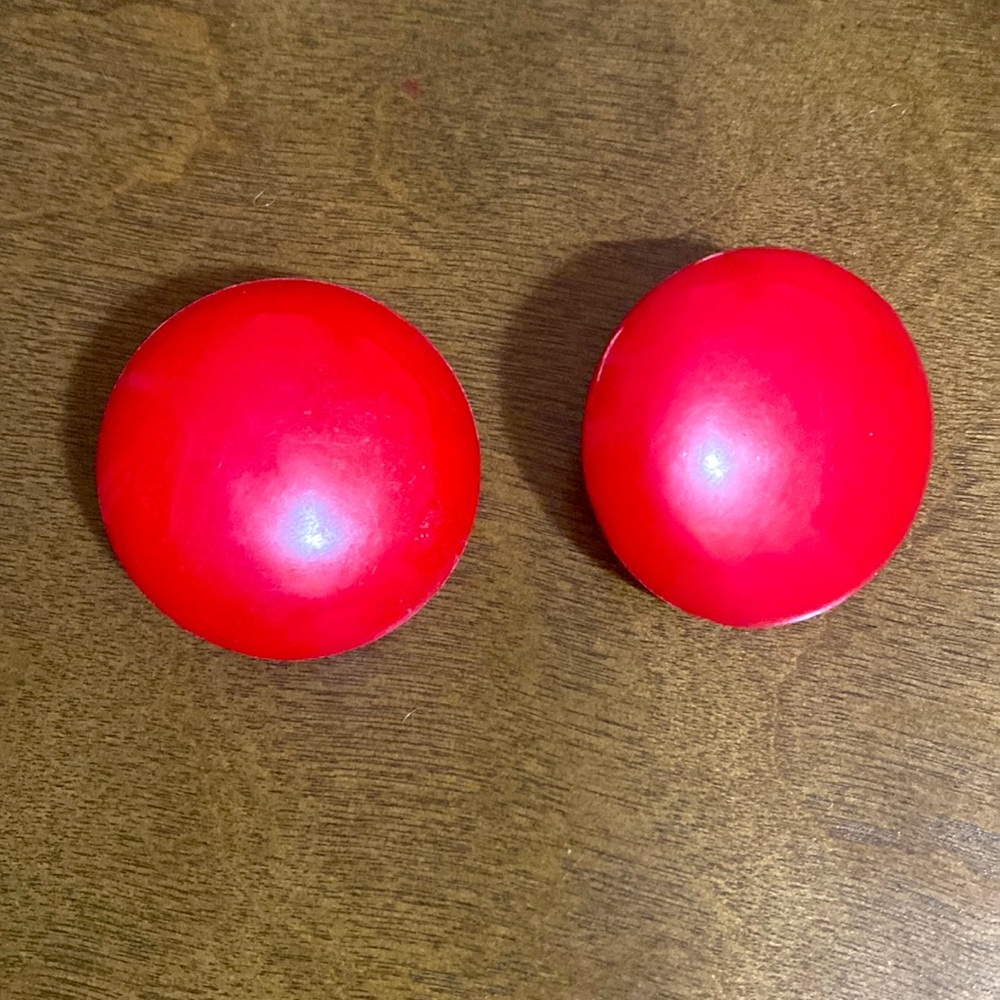 Vintage Red Disc Clip on earrings